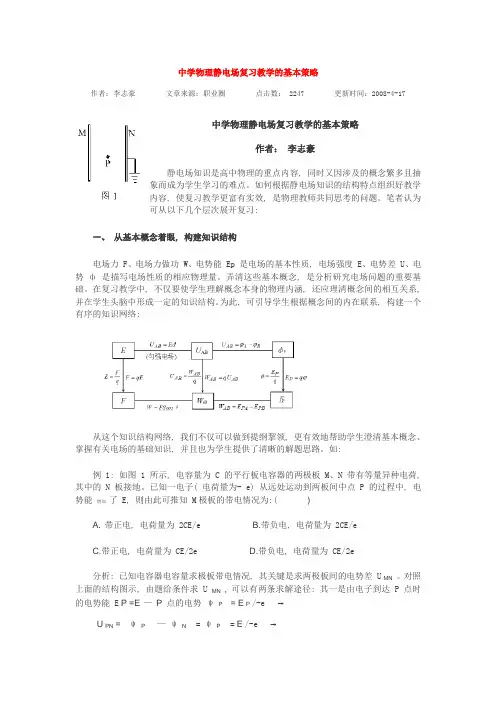 中学物理静电场复习教学的基本策略