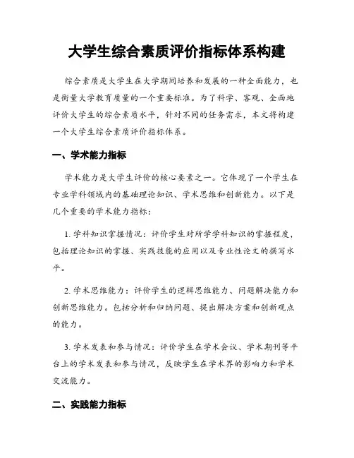 大学生综合素质评价指标体系构建