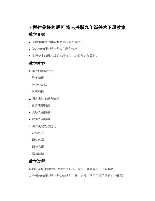 7.留住美好的瞬间-浙人美版九年级美术下册教案