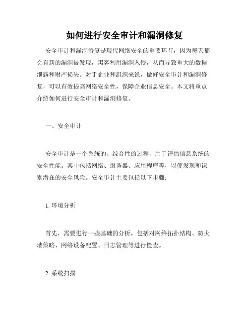 如何进行安全审计和漏洞修复