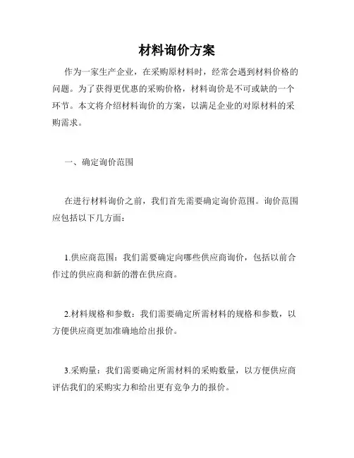 材料询价方案