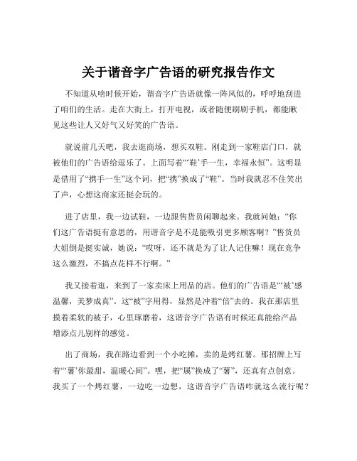 关于谐音字广告语的研究报告作文