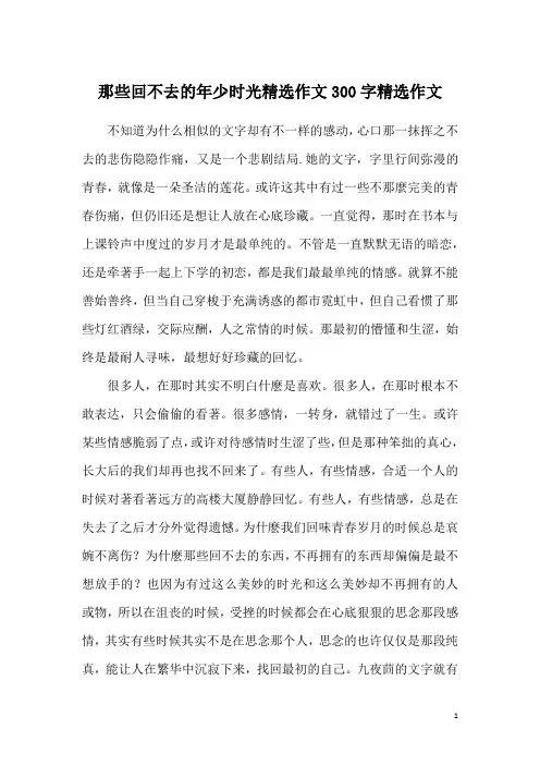 那些回不去的年少时光精选作文300字精选作文