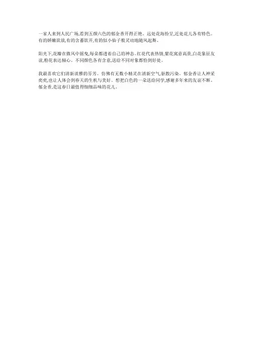 美丽的郁金香一年级作文