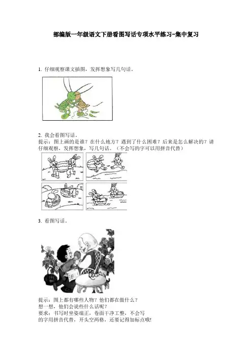 部编版一年级语文下册看图写话专项水平练习-集中复习