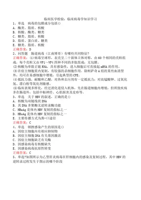 临床医学检验：临床病毒学知识学习