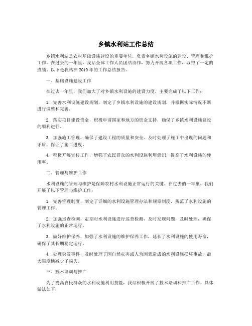 乡镇水利站工作总结