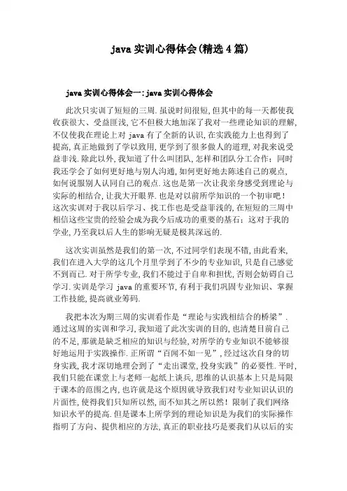 java实训心得体会(精选4篇)