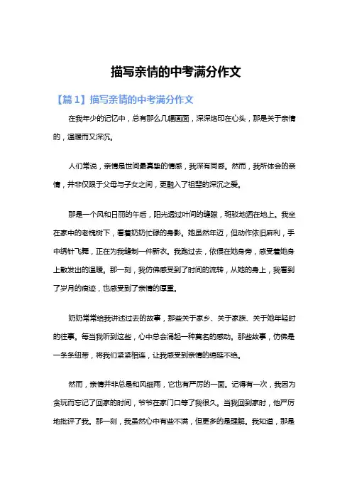 描写亲情的中考满分作文