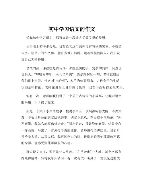 初中学习语文的作文