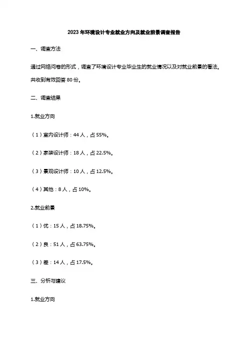 2023年环境设计专业就业方向及就业前景调查报告