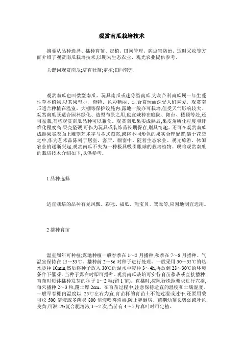 观赏南瓜栽培技术