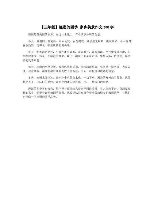 【三年级】旌湖的四季 家乡美景作文300字