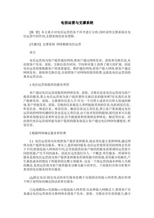 电信运营与支撑系统