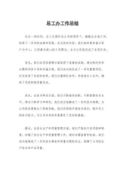 总工办工作总结