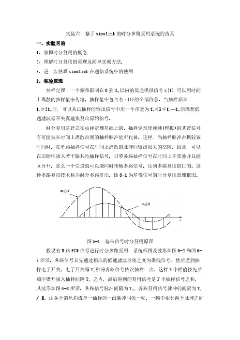 实验六  基于simulink的时分多路复用系统的仿真