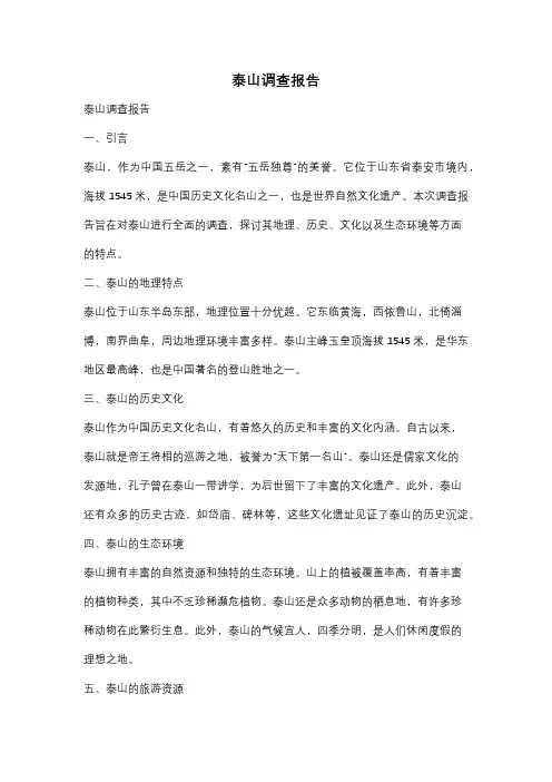 泰山调查报告