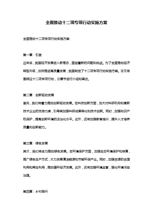 全面推动十二项专项行动实施方案