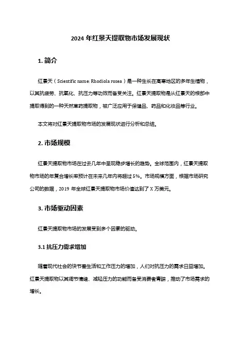 2024年红景天提取物市场发展现状