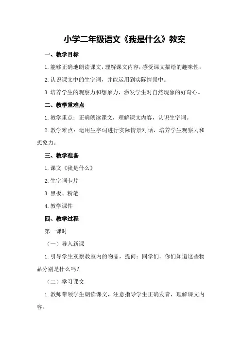 小学二年级语文《我是什么》教案