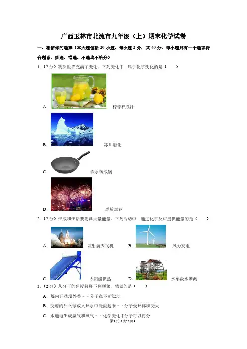 广西玉林市北流市九年级(上)期末化学试卷