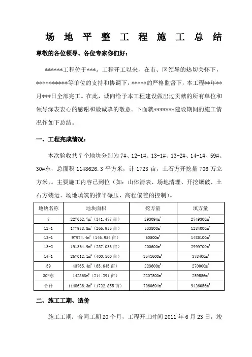 场地平整初步验收总结报告