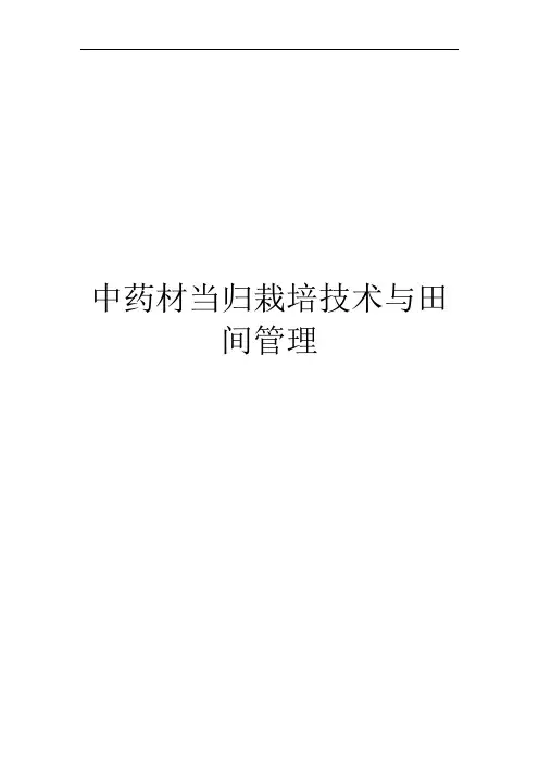 中药材当归栽培技术与田间管理