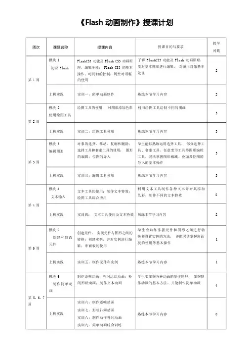 最完整的flash动画制作教案