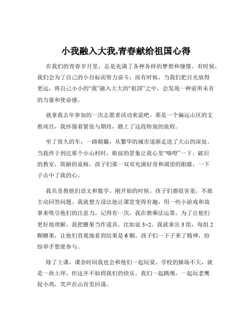 小我融入大我,青春献给祖国心得