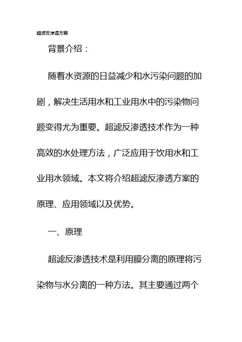 超滤反渗透方案