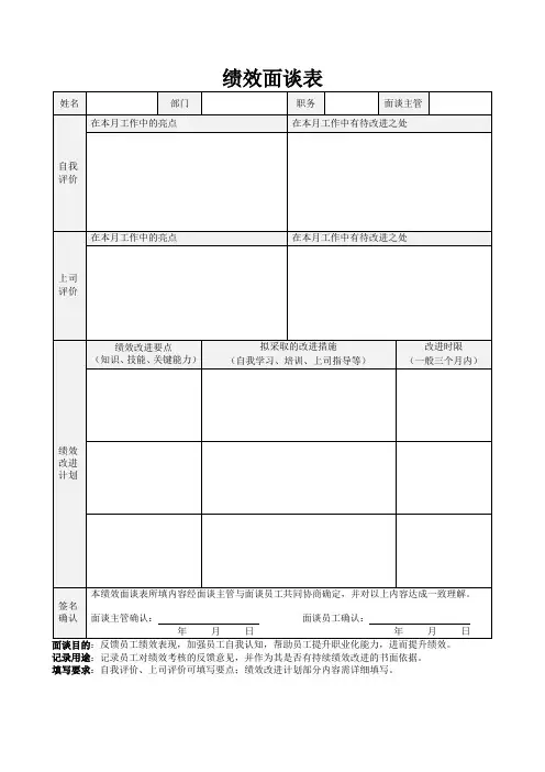 绩效面谈记录表