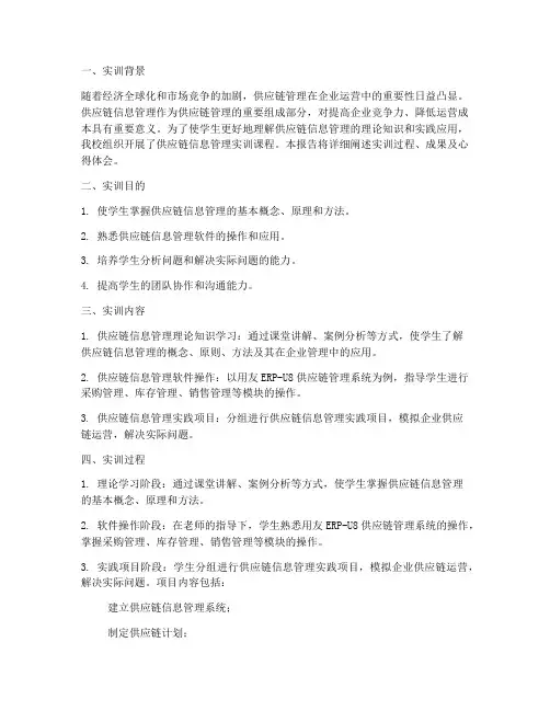 供应链信息管理实训报告