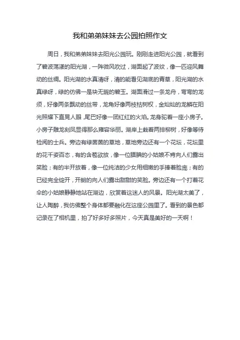 我和弟弟妹妹去公园拍照作文