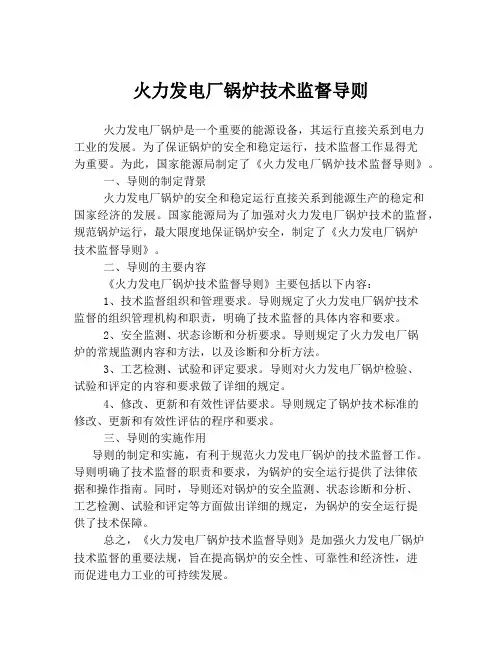 火力发电厂锅炉技术监督导则