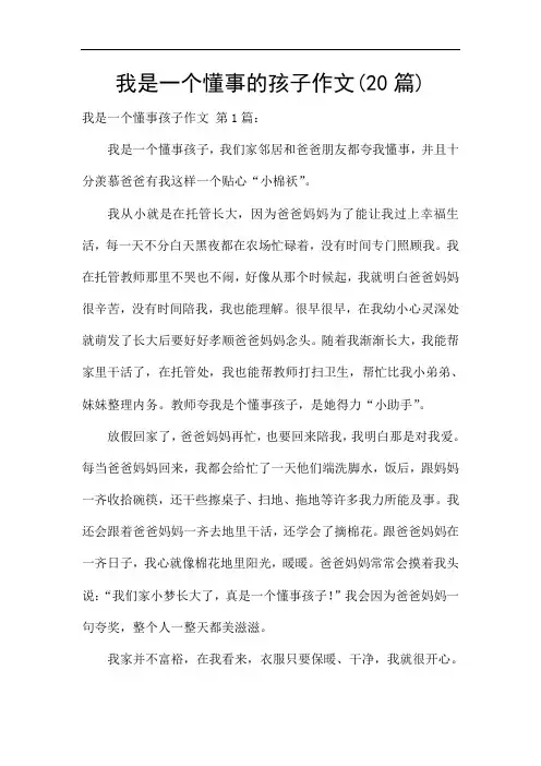 我是一个懂事的孩子作文(20篇)