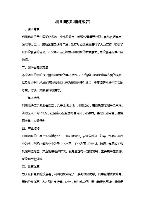 利川地块调研报告