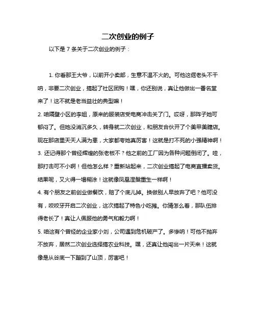 二次创业的例子