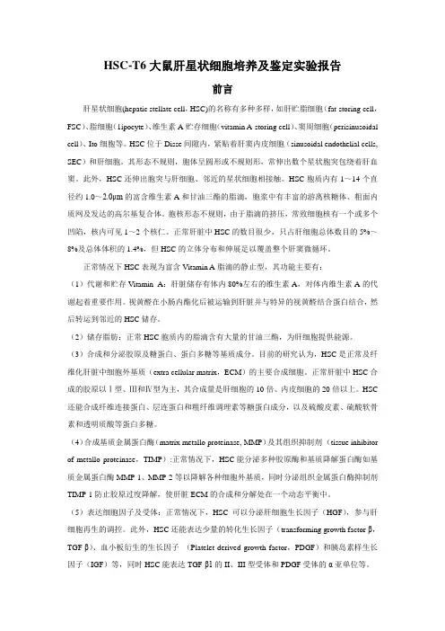 HSC-T6细胞培养及鉴定实验报告