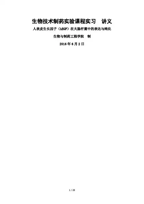 生物制药专业综合实验讲义