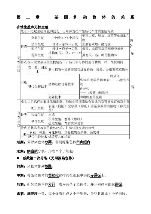 高中生物必修二第二章知识点总结