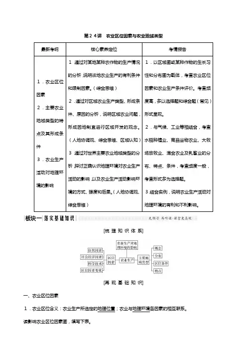 版高考地理一轮复习湘教版 农业区位因素与农业地域类型农业区位因素教师用书含解析