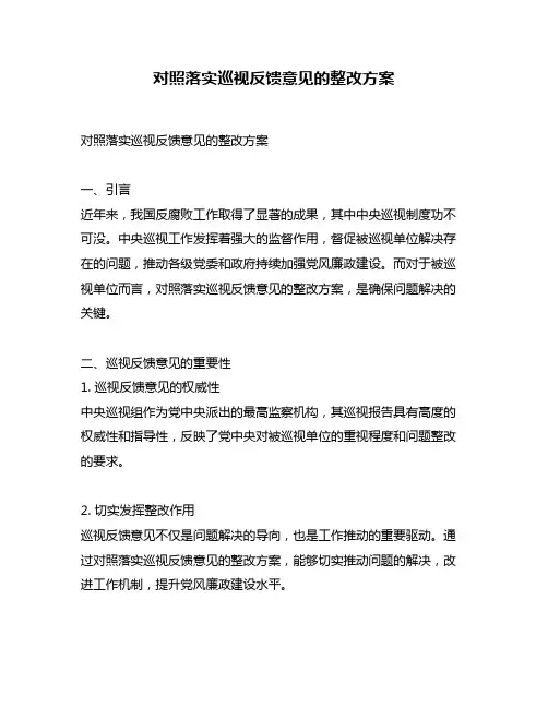 对照落实巡视反馈意见的整改方案