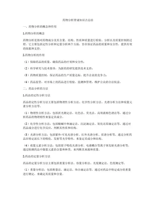 药物分析背诵知识点总结