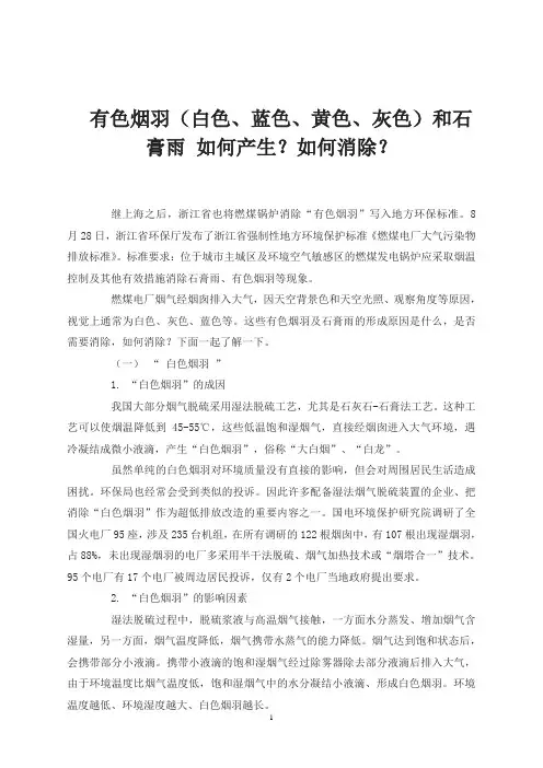 有色烟羽(白色、蓝色、黄色、灰色)和石膏雨 如何产生？如何消除？