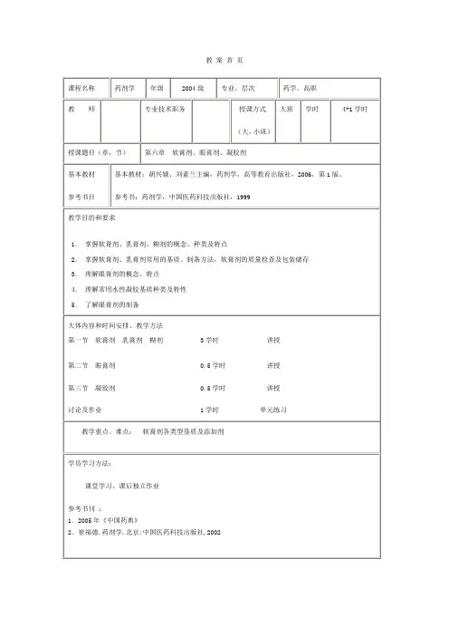 第六章软膏剂