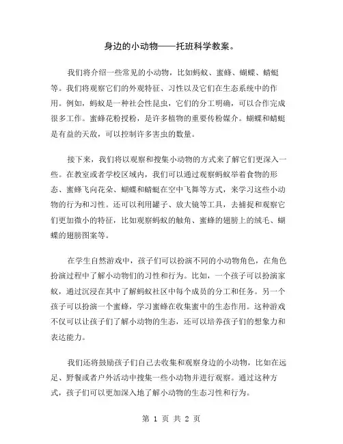 身边的小动物——托班科学教案