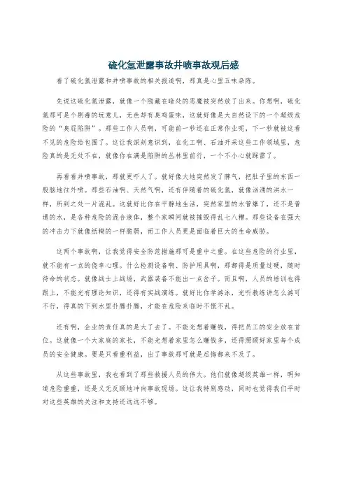 硫化氢泄露事故井喷事故观后感