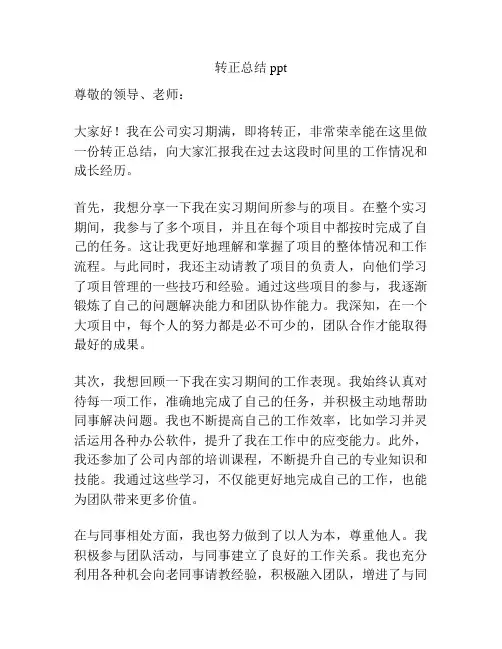 转正总结ppt