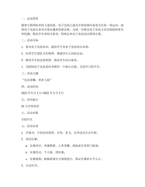 电子竞技活动策划方案模板范文