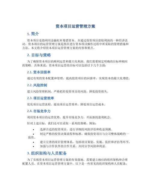 资本项目运营管理方案
